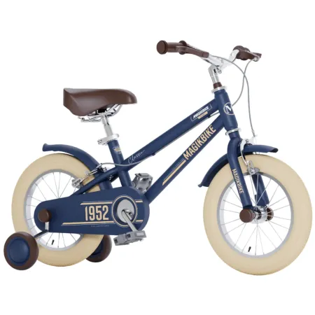 Bicicletta per Bambini 12" Blu Vintage Regolabile con Stabilizzatori