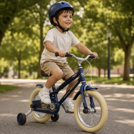 Bicicletta per Bambini 12" Blu Vintage Regolabile con Stabilizzatori