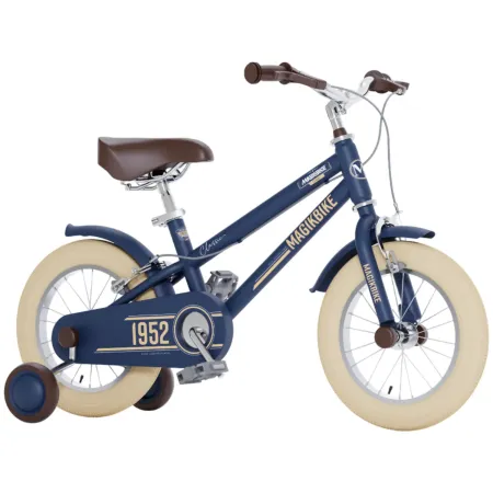 Bicicletta per Bambini 14" Blu Vintage Regolabile con Stabilizzatori