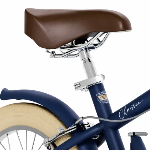 Bicicletta per Bambini 14" Blu Vintage Regolabile con Stabilizzatori