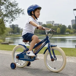 Bicicletta per Bambini 16" Blu Vintage Regolabile con Stabilizzatori 2