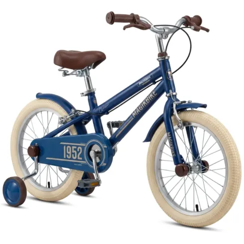 Bicicletta per Bambini 16" Blu Vintage Regolabile con Stabilizzatori