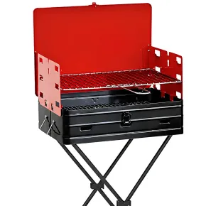 Barbecue a Carbonella Richiudibile a Valigetta con Griglia Regolabile 2