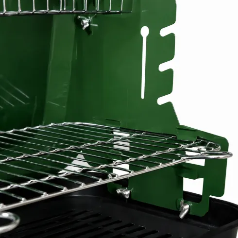 Barbecue a Carbonella Verde a Valigetta con Griglia Regolabile 49x30 cm