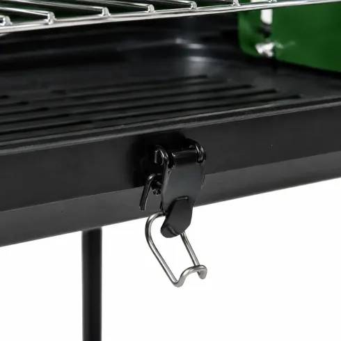 Barbecue a Carbonella Verde a Valigetta con Griglia Regolabile 49x30 cm