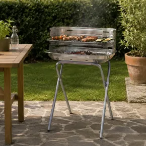 Barbecue da Esterno a Carbonella in Acciaio Regolabile 48x36 cm 2