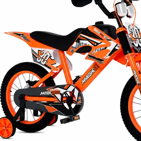 Bicicletta da Cross per Bambini 16" Arancione con Freni a Disco Rotelle