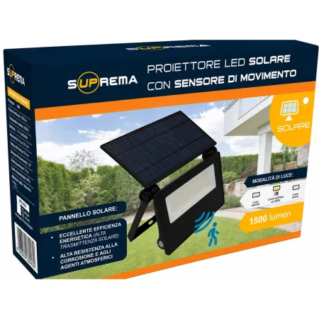 Luce da Esterno Solare LED 15W con Sensore di Movimento Ricaricabile