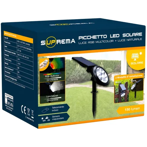 Picchetto Luce Solare LED Colorati Sensore Crepuscolare da Esterno