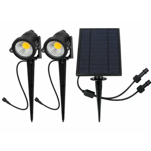 Set 2 Picchetti Luce Solare LED 3W Sensore Crepuscolare Orientabile