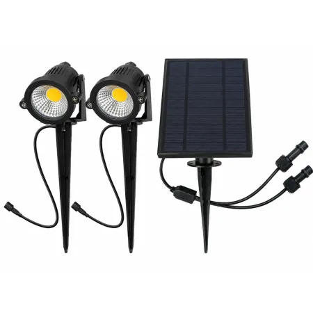 Set 2 Picchetti Luce Solare LED 3W Sensore Crepuscolare Orientabile