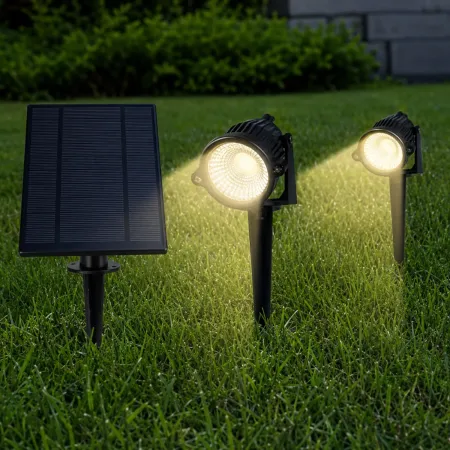 Set 2 Picchetti Luce Solare LED 3W Sensore Crepuscolare Orientabile
