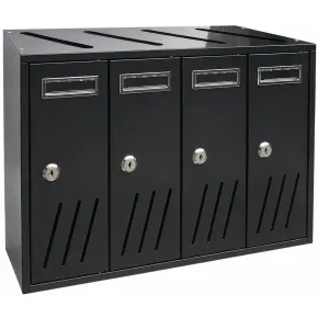 Casellario Postale 4 Posti in Acciaio Antracite Serrature con 2 Chiavi