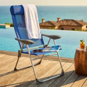 Sdraio Sedia Pieghevole Blu in Textilene Alluminio da Giardino Spiaggia