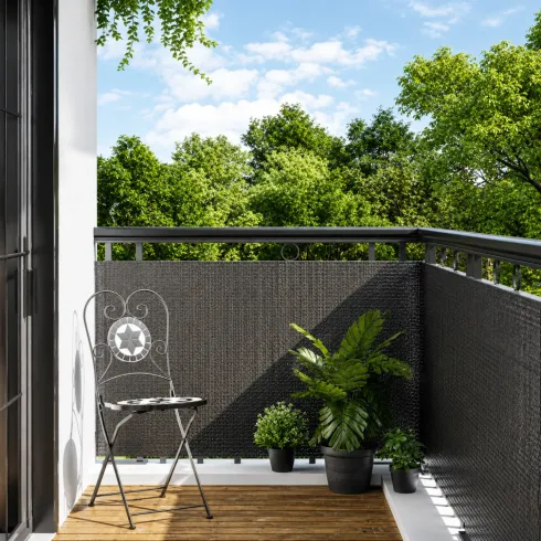 Rotolo Frangivista Rattan Artificiale Antracite 1x3m Copertura Privacy