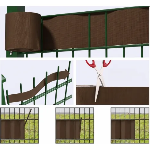 Frangivista in PVC Marrone con Clip 19x3500 cm per Recinzione Balcone