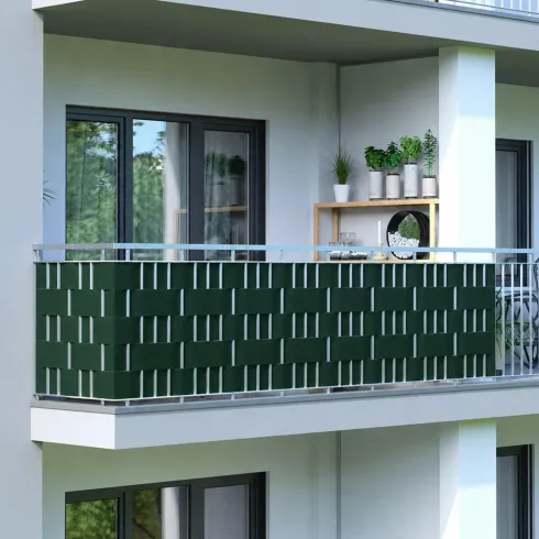 Frangivista in PVC Verde con Clip 19x3500 cm per Recinzione Balcone