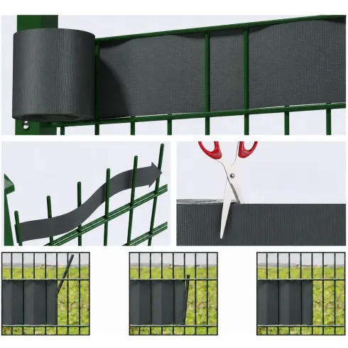 Frangivista in PVC Antracite con Clip 19x3500 cm per Recinzione Balcone