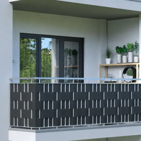 Frangivista in PVC Antracite con Clip 19x3500 cm per Recinzione Balcone