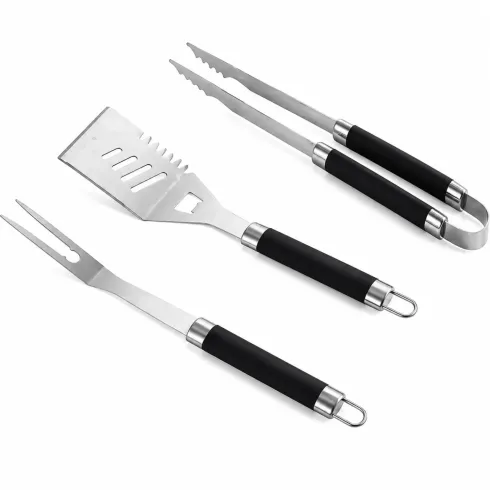 Set Utensili Barbecue 3 Pezzi in Acciaio Inox Manici in Polipropilene