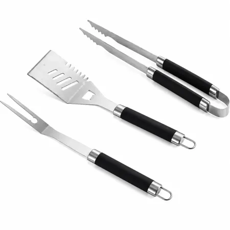 Set Utensili Barbecue 3 Pezzi in Acciaio Inox Manici in Polipropilene