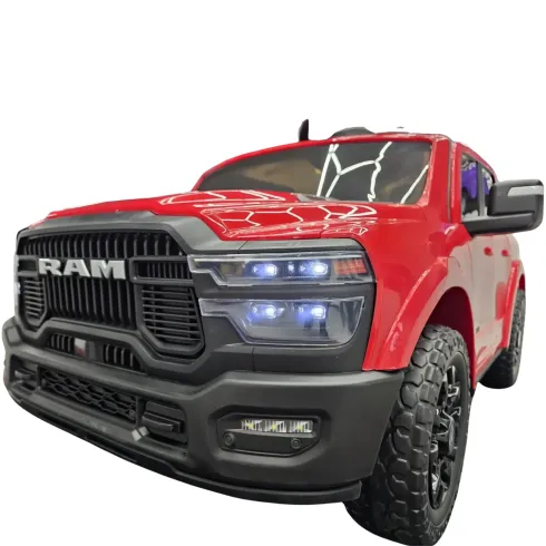 Macchina Elettrica Bambini 12V Dodge Rosso Sedili Ecopelle Bluetooth