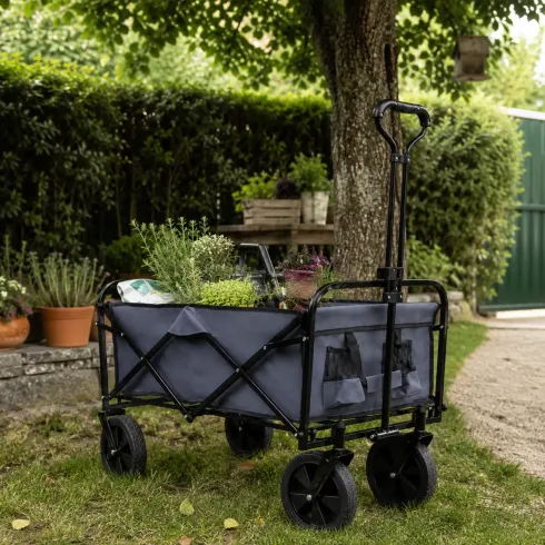 Carrello Portatutto Pieghevole Tuttofare in Acciaio Tessuto con Manico