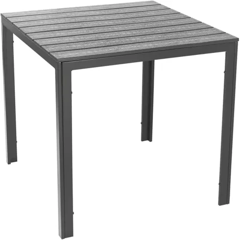 Tavolo Quadrato da Esterno in Acciaio e HDPE Effetto Legno 78x78x74cm