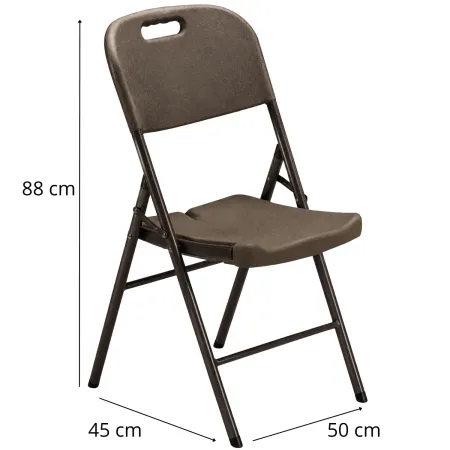 Sedia Pieghevole Noce in Acciaio e HDPE da Interno Esterno 45x50x88cm