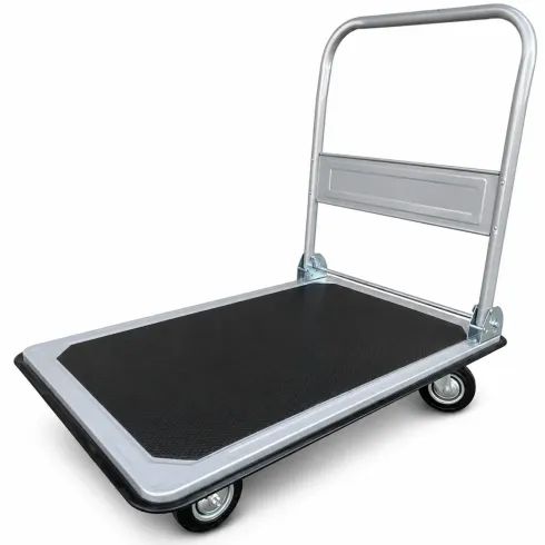 Carrello Portatutto Pieghevole in Acciaio Pianale Antiscivolo 300kg