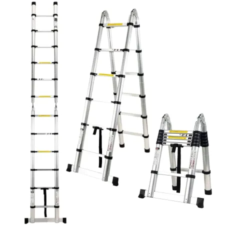 Scala Telescopica Pieghevole 10 Gradini in Alluminio Altezza 3,20m