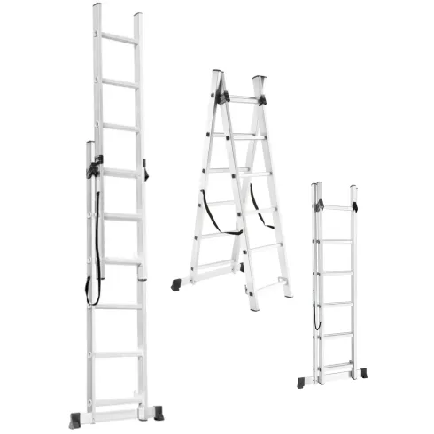 Scala Trasformabile 6+6 Gradini in Alluminio Pieghevole Altezza 2,7m