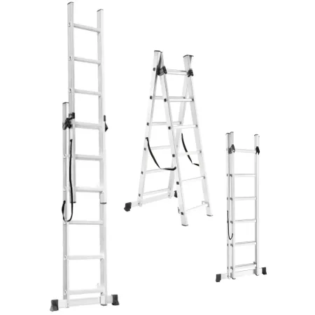 Scala Trasformabile 6+6 Gradini in Alluminio Pieghevole Altezza 2,7m