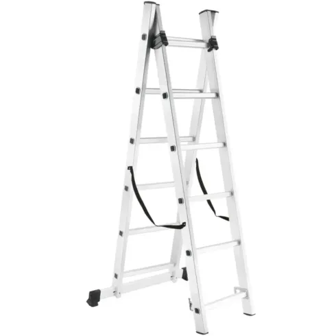 Scala Trasformabile 6+6 Gradini in Alluminio Pieghevole Altezza 2,7m
