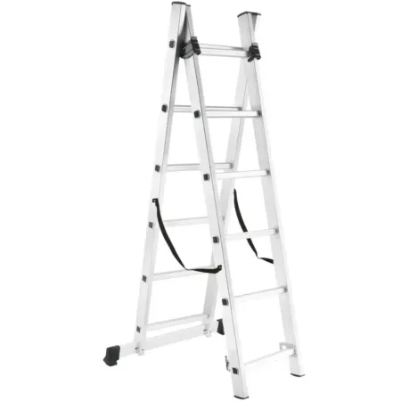 Scala Trasformabile 6+6 Gradini in Alluminio Pieghevole Altezza 2,7m