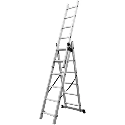 Scala a Sfilo 3 Rampe 6+6+6 Gradini in Alluminio Altezza 4m Max 150kg