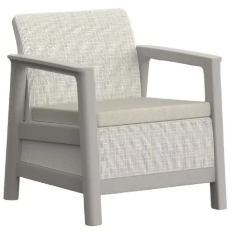 Salotto da Giardino Divano Poltrone Tavolo Contenitore Beige Cuscini