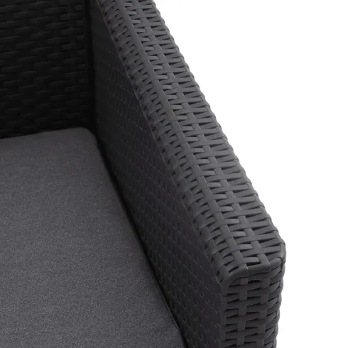 Set Salotto da Giardino Rattan Sintetico Grafite con Cuscini 4 Posti