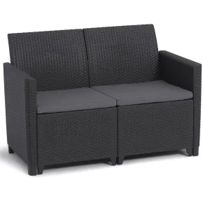 Set Salotto da Giardino Rattan Sintetico Grafite con Cuscini 4 Posti 2