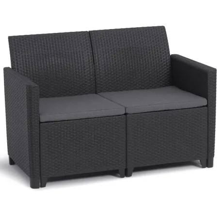 Set Salotto da Giardino Rattan Sintetico Grafite con Cuscini 4 Posti