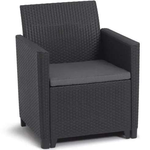 Set Salotto da Giardino Rattan Sintetico Grafite con Cuscini 4 Posti