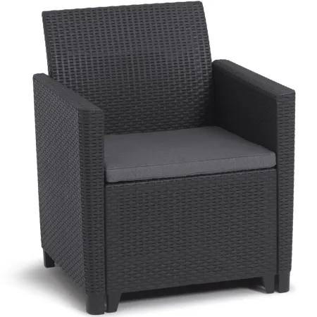 Set Salotto da Giardino Rattan Sintetico Grafite con Cuscini 4 Posti