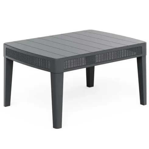 Set Salotto da Giardino Grafite Effetto Juta Divano 2 Poltrone Tavolo