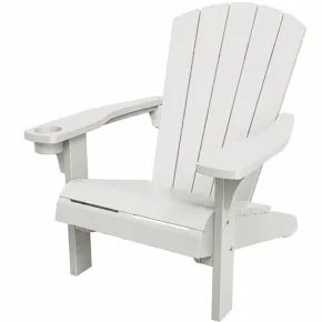 Sedia da Giardino Poltrona Keter Bianco Effetto Legno Porta Bicchiere