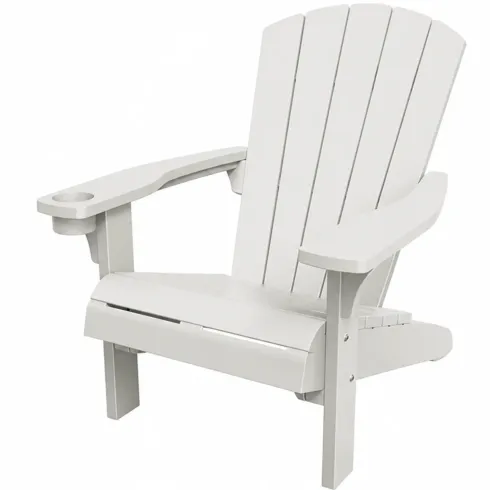 Sedia da Giardino Poltrona Keter Bianco Effetto Legno Porta Bicchiere