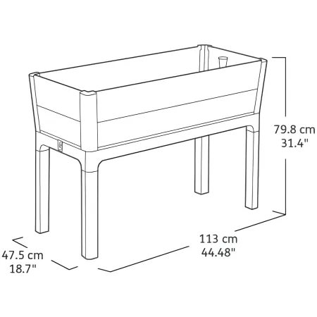 Orto Rialzato Effetto Legno con Ripiano 113x47,5x79,8 cm Marrone