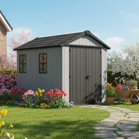 Casetta da Giardino Keter Newton Plus in Resina Grigio 230x287 cm