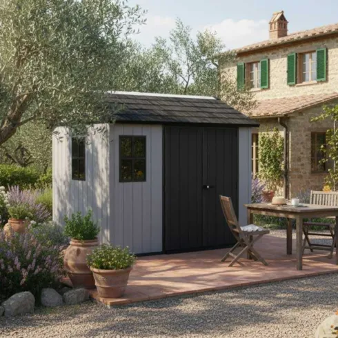Casetta da Giardino Keter Newton Plus in Resina Grigio 230x287 cm