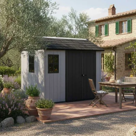 Casetta da Giardino Keter Newton Plus in Resina Grigio 230x287 cm
