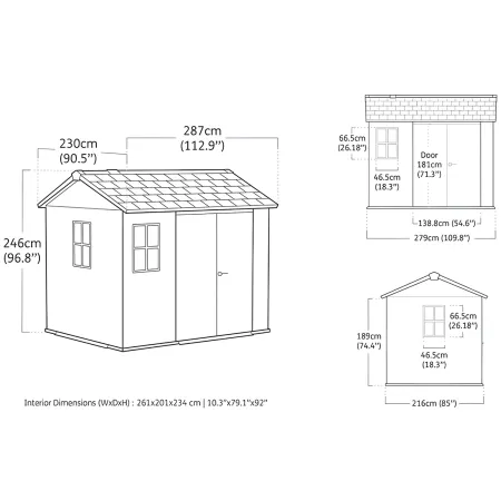 Casetta da Giardino Keter Newton Plus in Resina Grigio 230x287 cm